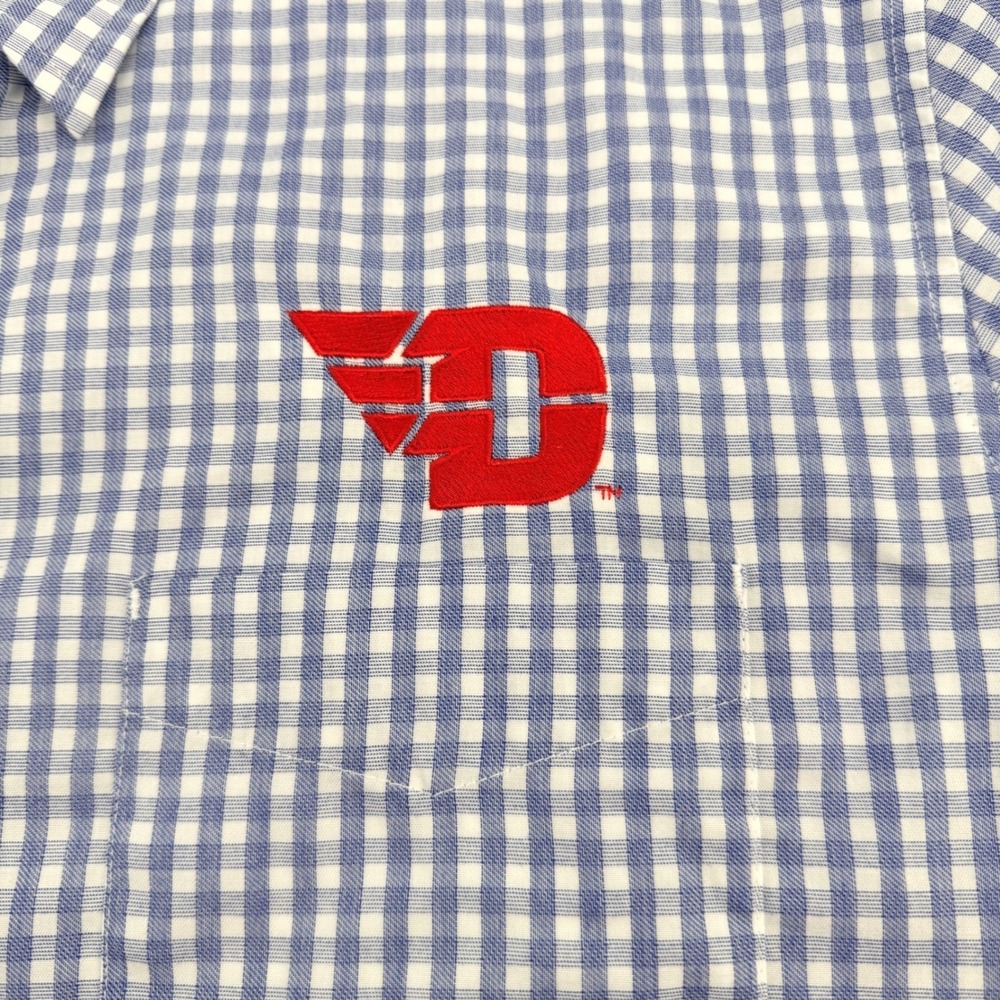 Dayton Flyers Antigua Shirt Men XL Blue Gingham Logo NCAA College Gameday - Picture 2 of 10